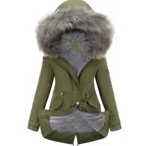 Womens Zip Up Fuzzy Hoodie Parka Coat Casual Thermal Long Sleeve Drawstring Waist Faux Fur Lined Fall Winter Warm Coat Soft Comfortable Windproof Daily Outdoor Trendy Outerwear