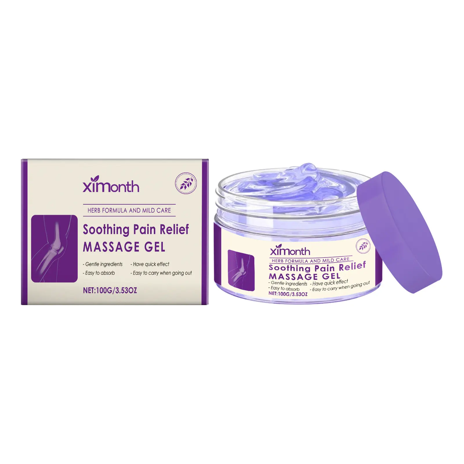 Ximonth Soothing Pain Relief Massage GelNatural Plant Extracts Non-GreasyFast-Absorbing Joint Discomfort Relief 100g
