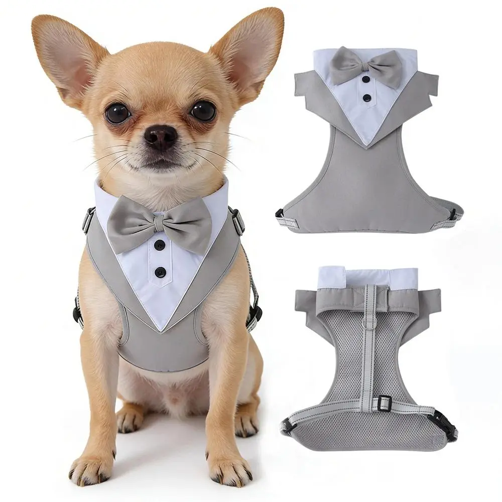 Dog Small Animal Print Tuxedo - Formal Pet Clothing with Bowtie, Tie for Wedding, Birthday Events, S
