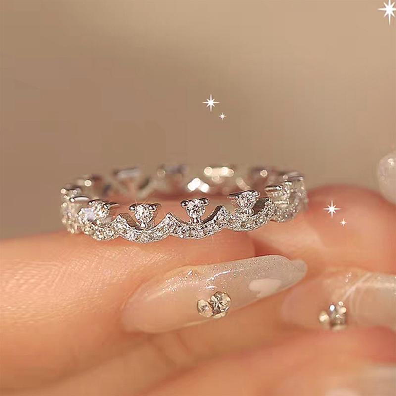 Stackable Rings Set Sterling Silver 925 Full Pavé Lace Eternity Band Micro Diamond Ring Dainty Everyday Stacking Jewelry Hypoallergenic Light Luxury Valentines Mothers Day Anniversary Christmas Gift For Her