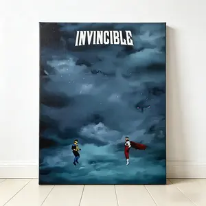 Manga Fans Dark Sky Hero Vertical Wall Decor 2D Flat Print Frameless Canvas Painting