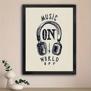 Music ON World OFF" Inspirational Canvas Poster - Unframed Motivational Wall Art for Home & Office Decor, Perfect Gift for Music Lovers, Best for Christmas, Perfect for Thanksgiving