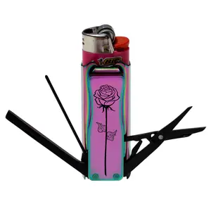 Rose LighterBro 7 in 1 MultiTool, 100% Hardened Stainless Steel Lighter Case for Bic & Clipper Lighters