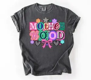 Comfort Colors Mother Hood Shirt Retro Colorful Mom Tee Cute Motherhood Graphic T-Shirt Fun Mom Life Gift - DarkFlex