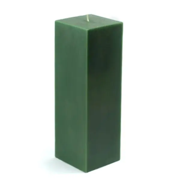 212 MAIN 3-Piece Colored Wax Pillar Candles - Unscented, Smokeless, Dripless, Handpoured, 3x9 in. Square Shape, Hunter Green, 70 Hours Burn Time, for Home Decor