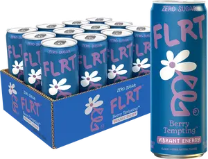 FLRT Energy, Berry Tempting, Clean Energy, Energy Drink, 12 Fl Oz (Pack of 12)