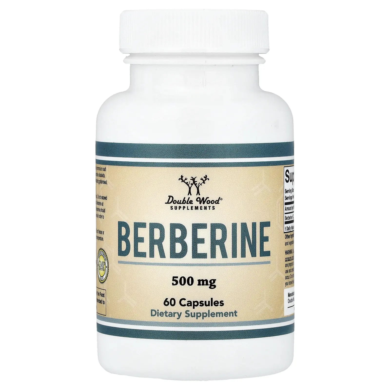 Double Wood Supplements Berberine, 500 mg, 60 Capsules