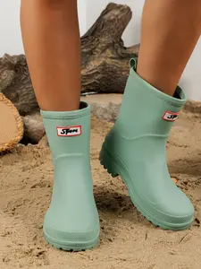 Women's Fashion Solid Color Rain Boots, Rubber Boots, Casual Comfort Waterproof Non-Slip Rain Shoes, Durable Outdoor Use Rainboots, Waterproof Footwear