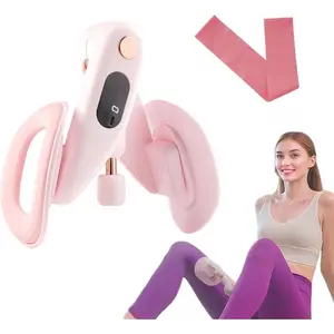 Thigh Workout Equipment Adjustable Hip Trainer Kegel Exerciser Pelvic Floor Trainer with Resistance Training Band Thigh Toner for Postpartum Rehabilitation Inner Thigh Trimmer Butt Lifter