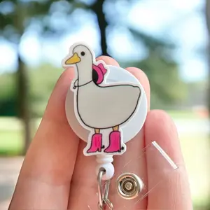 Glitter My Badge Western silly goose cowgirl badge reel for nurse and hospital workers. Badge clip Badge pull - Retractable swivel clip with a 360 rotation. Great gift for coworker.