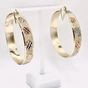 Hoops Earrings Gold Filled Tricolor with Unique Design and Colorful Accents