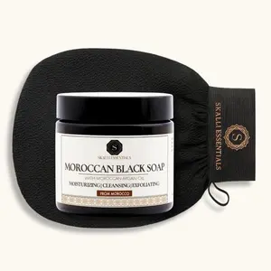 Moroccan Hammam Spa Set | Includes Moroccan Black Soap and Exfoliating Kessa Glove