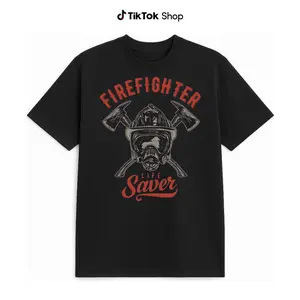 Firefighter Life Saver Shirt, Bold Mask & Axe Graphic Tee, Soft Cotton Vintage Streetwear for Men & Women, Fire Dept Hero Tribute Apparel for Brave First Responders