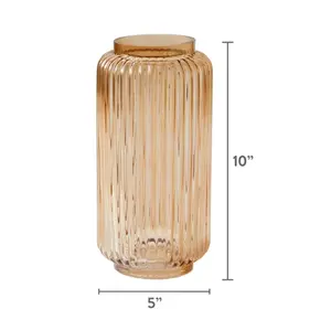 10" Ribbed Glass Vase – Champagne