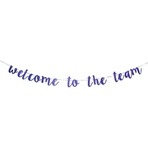 Blue Glitter Welcome to The Team Banner,Office Party Decorations for  Teacher Employee Coworker Staff Colleague Team Member