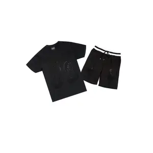 Ridley Black/Black Rhinestone T Shirt Short Set
