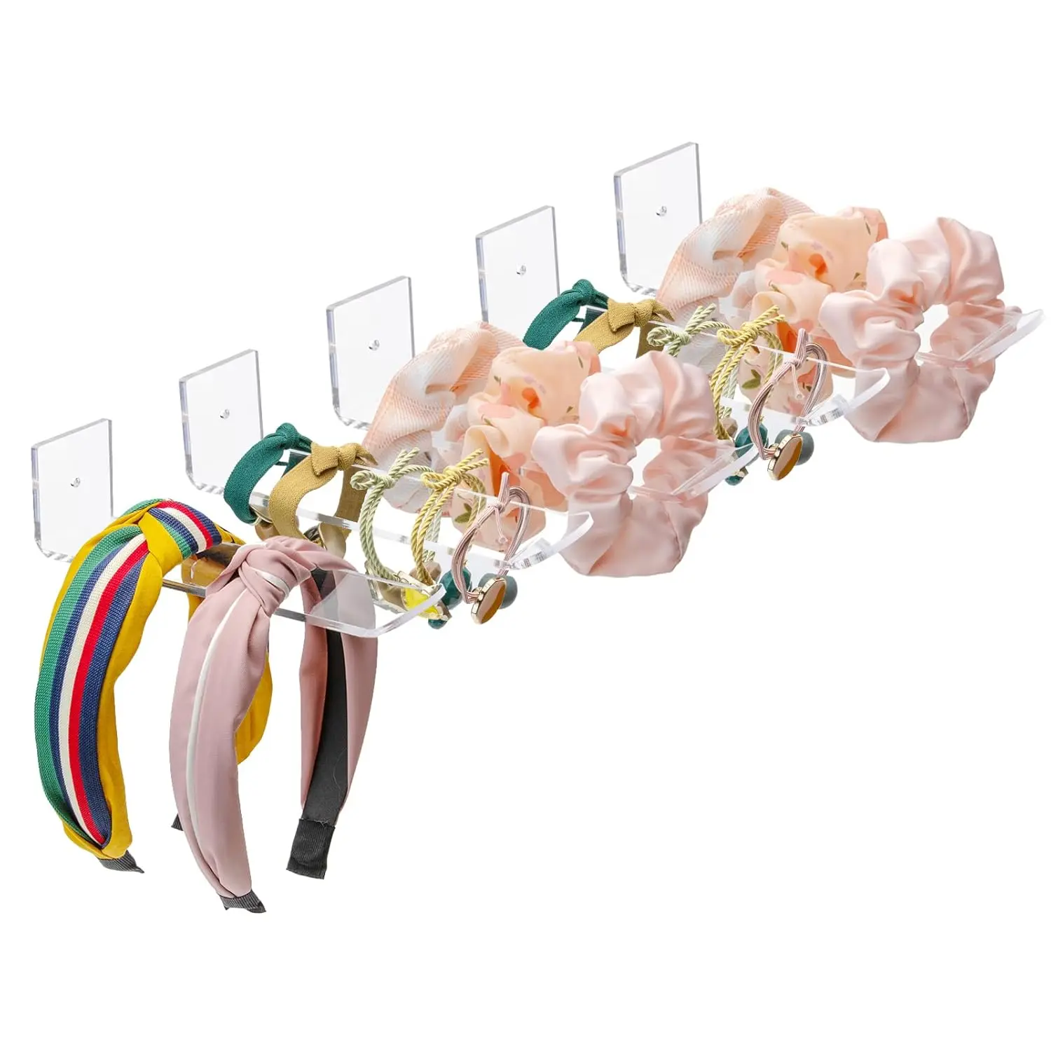 Headband Holder Wall, 5 Pack Clear Hanging Headband Organizer Storage for Girls Women