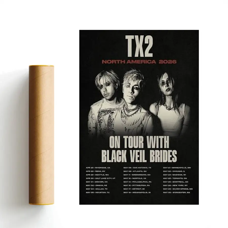 TX2 On Tour With Black Veil Brides North America 2026 Tour Schedule Tour Dates Poster