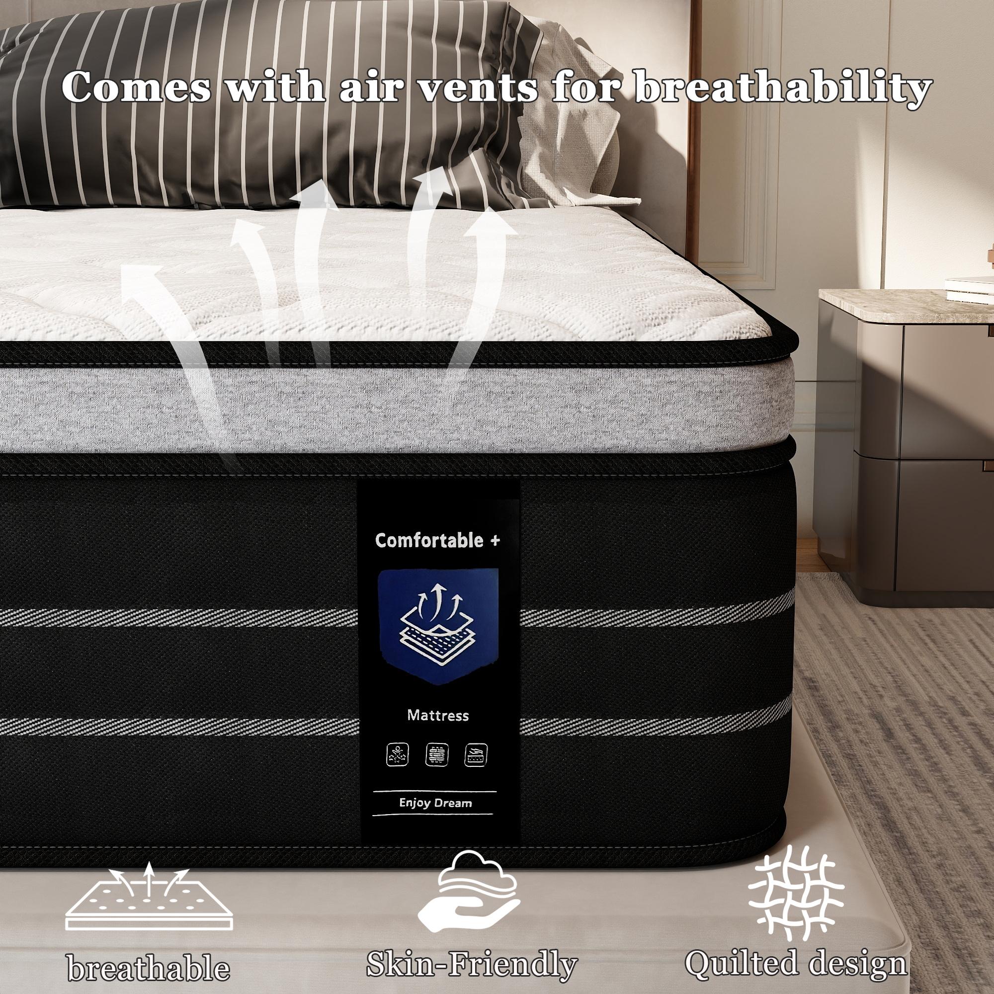 Queen Mattress 12/14 Inch Hybrid Mattress in a Box T/F/Q/K Size Medium Firm Memory Foam Skin-Friendly Back Pain Relief Easy Setup Sweet Dream Bedding