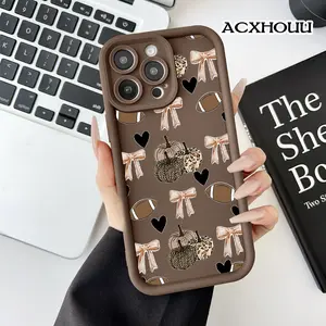 Case for iPhone 17 16 E Pro Max 15 Plus 14 13 12 11 XS XR Fall Bows and Pumpkins Anti-Scratch Shockproof Soft Silicone Protective Cover