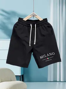Men's Milano Italia Shorts, Loose Fit, Casual & Sporty, Geometric Pattern, Stretchy Fabric, Zipper Pocket, All Seasons, Fashion Pocket Shorts