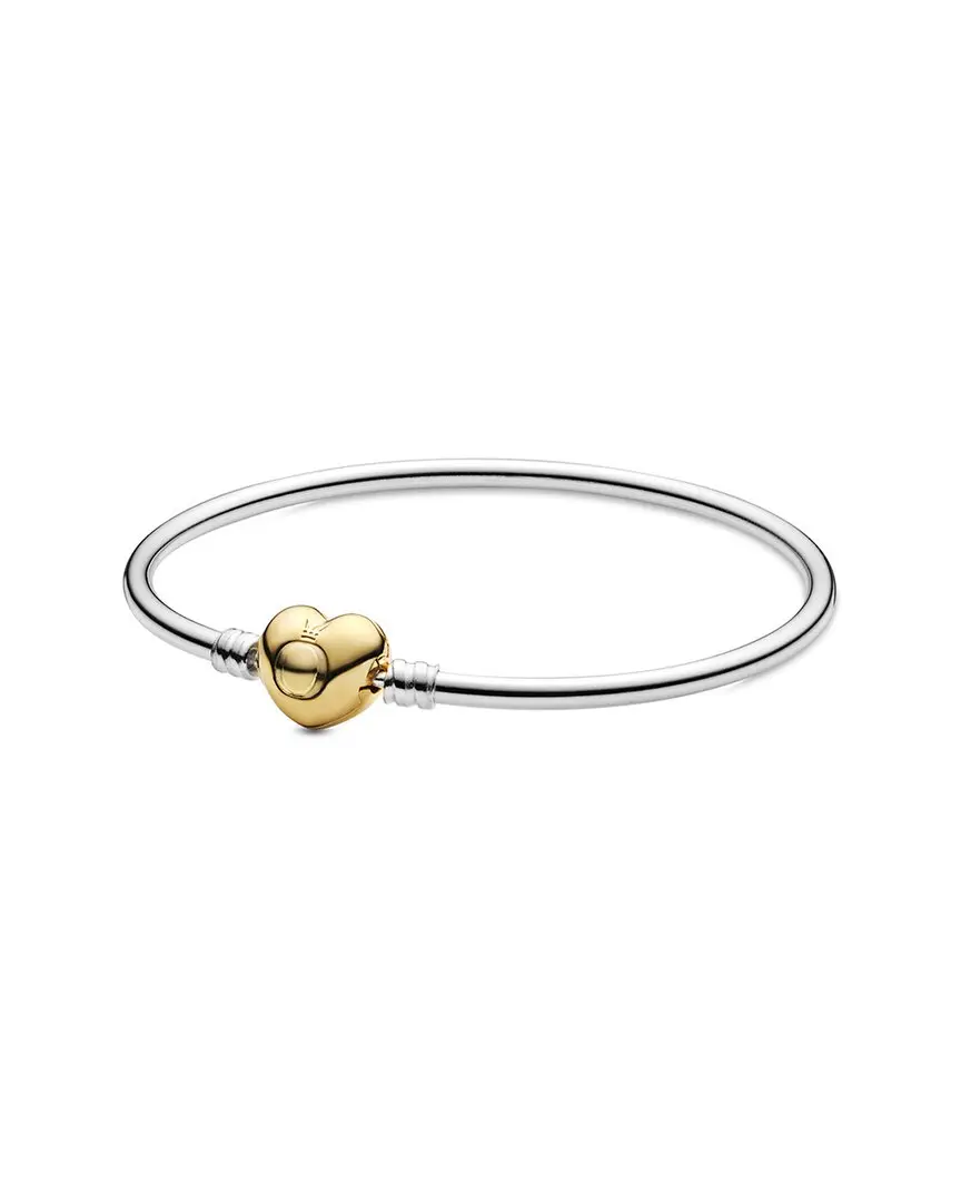 Pandora Moments 14K & Silver Heart Clasp Bangle
