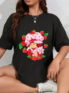 100% Cotton Unisex Strawberry Shortcake Custard Kitten Garden Besties T-Shirt