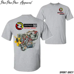 Detroit Diesel Series 92 Engine T-Shirt, Vintage Truck Mechanic Graphic Tee, Diesel Engine Streetwear Gift for Men USA Cotton Menswear