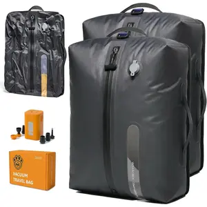 Vacuum Seal Bags for Travel w/Rechargeable Pump, 18L Compression Packing Cubes for Carry-On Suitcase & Travel Backpack, Reusable IP67 Waterproof Vacuum Storage Kit, Gift Set (2-Pack)