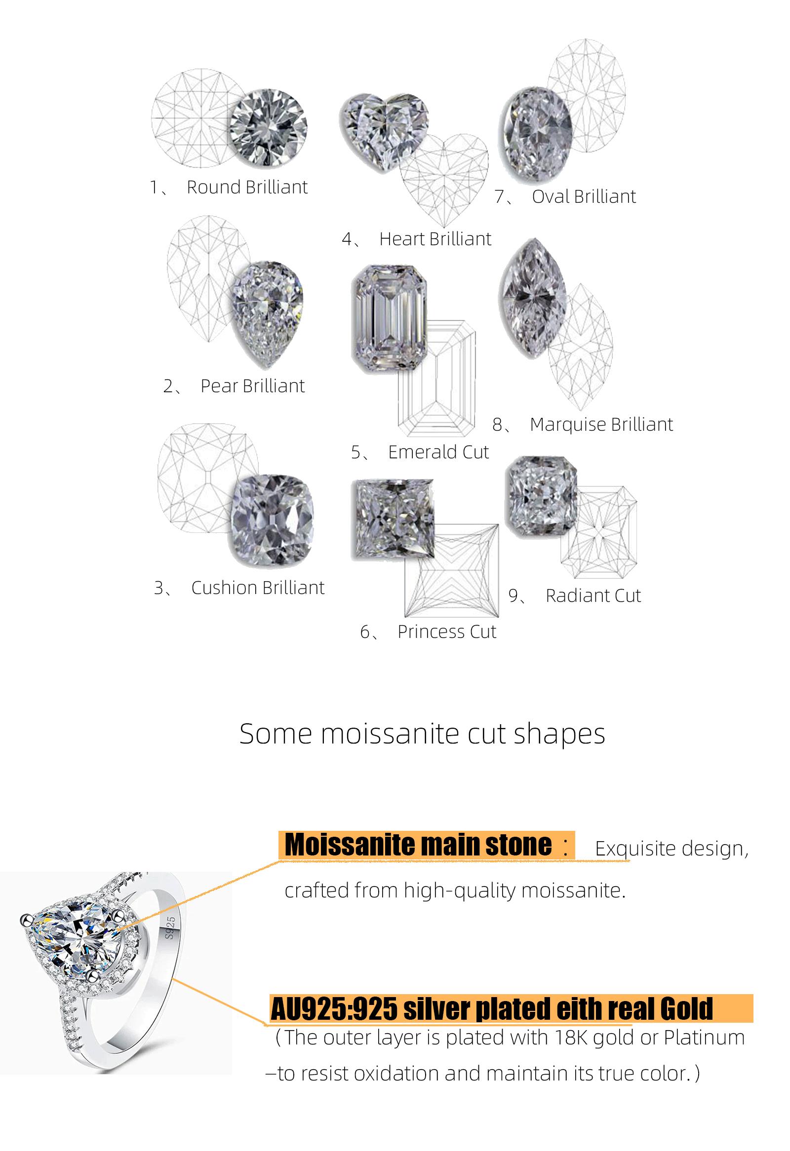 Classic semi-bezel 2-carat Moissanite ring, crafted from 925 silver plated with platinum, can be used as an engagement ring, wedding ring, date ring, everyday wear ring, Hypoallergenic ring，or birthday gift.