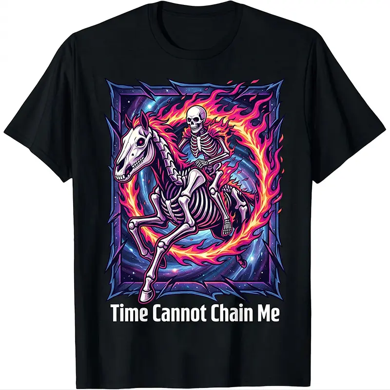 Unchained Soul Skeleton Horse Shirt Time Cannot Chain Me Free Spirit Casual Statement Top