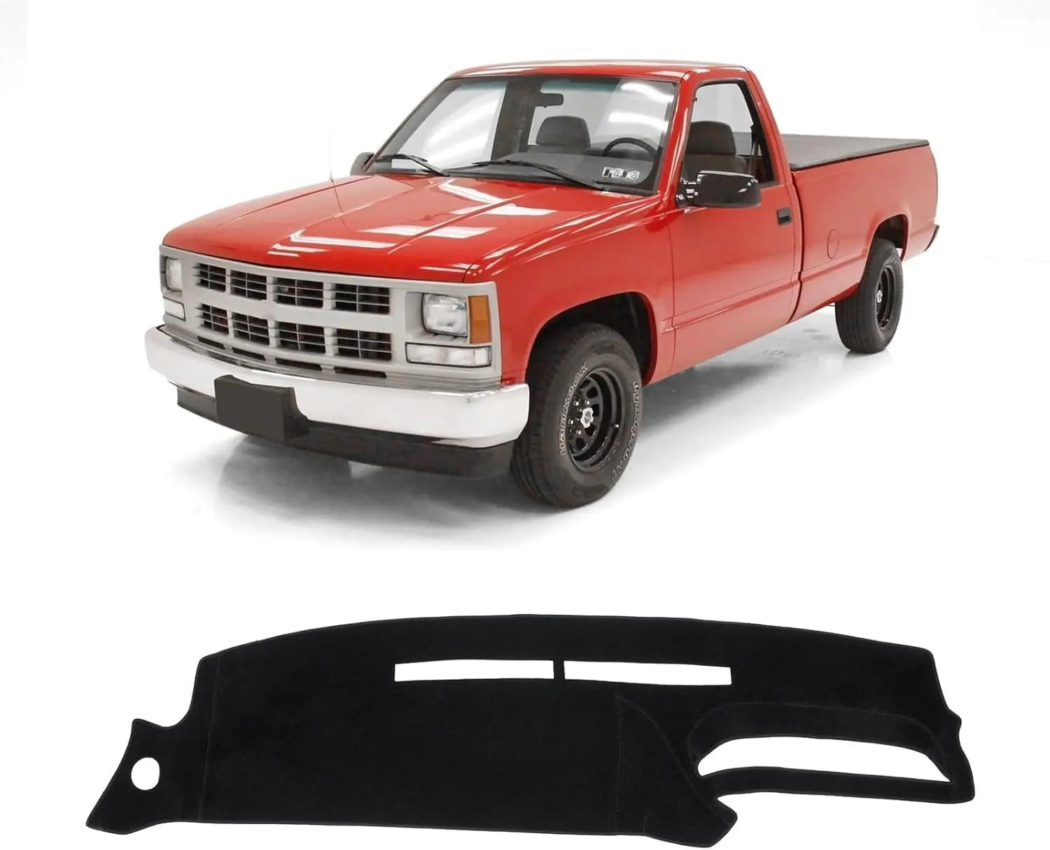KUST Car Dash Cover for Chevy Chevrolet Silverado C/K 1500 2500 3500&Tahoe&Suburban/GMC Sierra&Yukon 1995 1996 Polyester Non-Slip Center Console Dash Cover Interior Accessories for Silverado Black