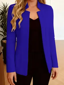 Women's Thin Four-Season Suit Blazer Jacket, Pure Color Long Sleeve Cardigan Coat, Fashion Simple Elegant Business Outerwear