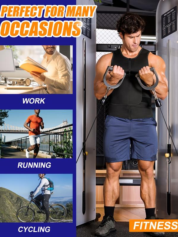 Men Body Shaper Sauna Sweat Vest Workout Tank Top Abdomen Reducer Waist Trainer Belly  Shapewear with Zipper Compression Garment Compression Shirt Activewear