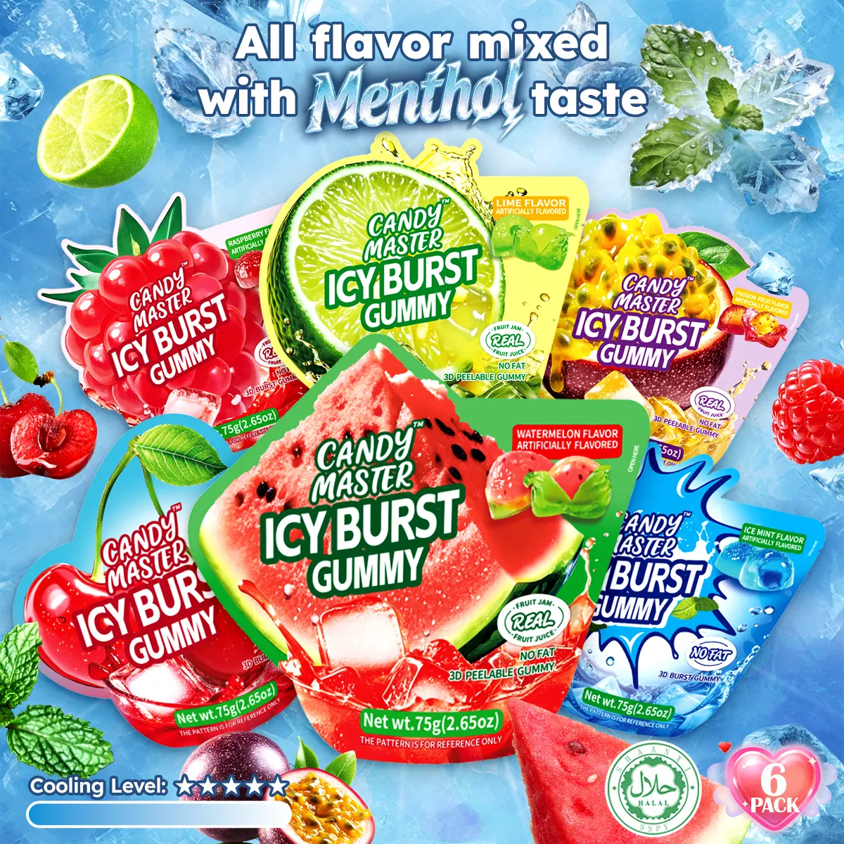 Candy Master Peelable Fruit Gummies - 3 Packs, 6 Flavors, Sweet Jelly Gummy Candies, Chewy Texture, Fun to Peel, Perfect for Cool Summer Snacking, Gummy Party Snacks