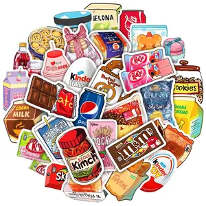 50PCS Ins Style Food Packaging Waterproof Graffiti Stickers Fun Stickers For Bicycle Laptop Water Cup Decal