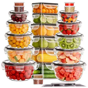 Frige Organizers and Storage 40pcs, Stackable Fruit Storage Containers for Fridge with Lids Airtight & Leakproof(20 Containers + 20 Lids) Includes Labels & Pen, Reusable Plastic Microwave & Dishwasher Safe for Meal Prep Salade Kitchen Accessories