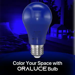 Blue LED Light Bulb Indoor Outdoor, A19 Colored Bulb, Colorful E26 Lamp Bulb 60W Equivalent Non-Dimmable, for Bedroom, Lamps, Patio, Halloween, Christmas, Party, Holiday, 6 Pack