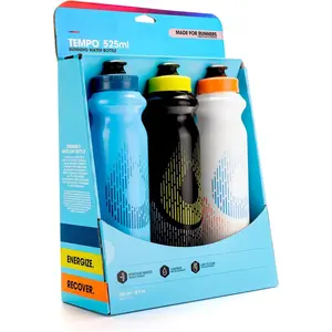 Tempo Handheld Running Water Bottle 3-Pack - Made for Runners,   and Race Day Squeeze Bottle.  for Hydration, Electrolytes,  and Nutrition Mixes.
