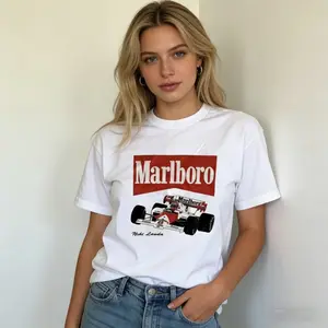(100% pure cotton)1991 Marlboro T-Shirt,Racing Tee, Gifts Shirt, Unisex VintageGraphic Tees Gothic Grunge Y2k Emo SceneAmity Affliction Style Clothes Men WomenStreetwear