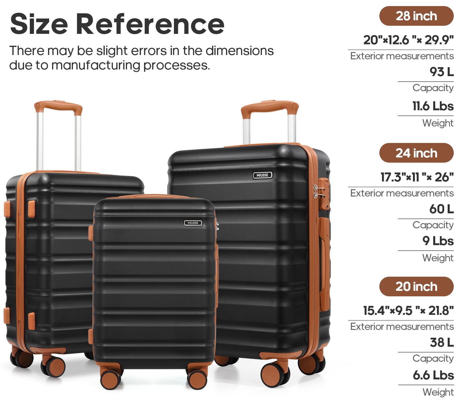 Miusse 3-Piece Luggage Set 20"/24"/28" Hardside Suitcases with Double Spinner Wheels TSA Lock Lightweight Durable Travel Luggage Set #Summervibes Miusse 3-Piece Luggage Set 20"/24"/28" Hardside Suitcases with Double Spinner Wheels TSA Lock Lightweight Durable Travel Luggage Set #Summervibes