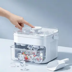 Double Layer Ice Cube Tray 50 Grids Large Capacity Push-Type Ice Mold, Fast Freezing Ice Box, Food Grade PP, Summer Home Essential for Cold Drinks