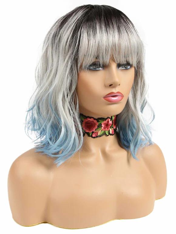 Noble Natural Wave 12 inches Short Curly BOB Hair Wigs Ombre Color Synthetic Wig