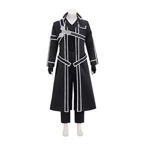 Futuristic Warrior Cosplay Outfit - Black & White Long Coat Set