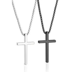 2 Pcs Necklace Stainless Steel Pendant Silver Black Chain Jewelry Gifts Box for Boys Miss 16-30 inches