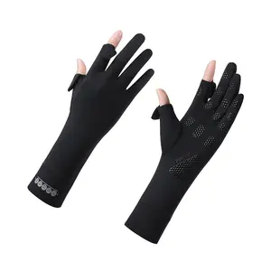 Women's Sunscreen Gloves Summer Anti-Slip UV Protection Extended Wrist Touchscreen Ice Silk Driving Cycling Gloves for Outdoor Activities