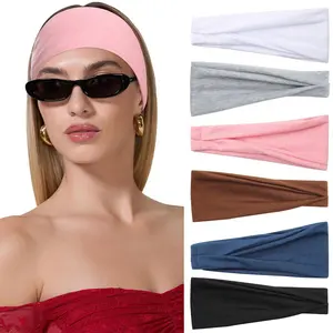 6 Pack Wide Headbands for Women Non Slip Stretchy Yoga Workout Head Bands Trendy Everyday Fashion Hair Bands
