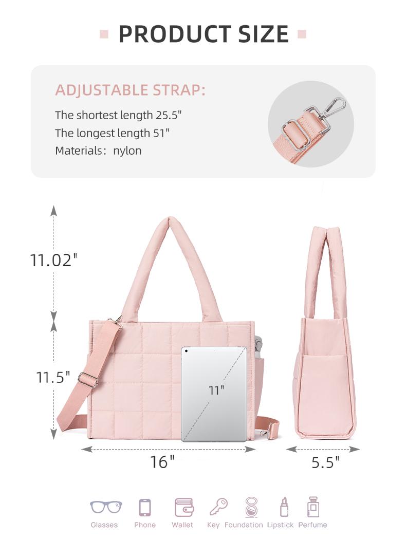 [Valentine's Day Gift]WESTBRONCO Large Puffer tote bag 11"Laptop Bags Shoulder Women Crossbody Storage Fashion Bag winter trendy Waterproof Work Travel Trendy Commuter Purse gift for Her TikTokShopJumpstartSale