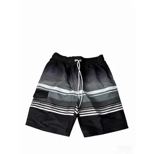 Men's Gradient Striped Swim Trunks Quick Dry Board Shorts with Pockets Elastic Waist Casual Summer Swimwear for Beach Pool Surfing