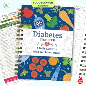 Diabetes Tracker, Daily Log Book with Diabetes Food List, Meal Planner, Diabetic Record Monitor for Types 1 & 2, Food & Blood Sugar, Glycemic Index (GI), Track Glucose, Carbs Calories, Insulin | A5 Spiral Bound